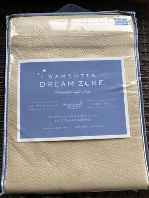 New WAMSUTTA Dream Zone 100% Micro Cotton Full-Queen Blanket 90"x 96" SAND Beige