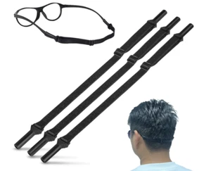Adjustable Anti-Slip Eyeglasses Strap for Sports, Kids, Men&Women, 3-Pack 8"-13" - Picture 1 of 7