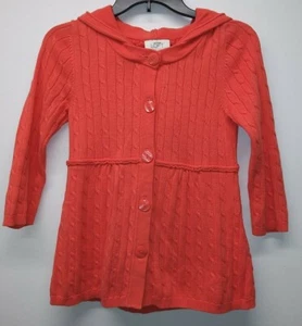 Ann Taylor Loft Hooded Button Up Sweater Cardigan Cable Knit Sz XS Orange - Picture 1 of 4