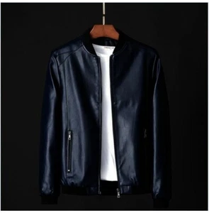 Handmade Men Blue Baseball Leather Jacket, Fashion Jacket, Men Office Jacket, - Picture 1 of 3