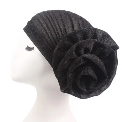 Mujeres Envolturas para el cabello Brillo Flor Turbante Diadema Gorras Pañuelo Envoltura para la cabeza Foto 1 de 4