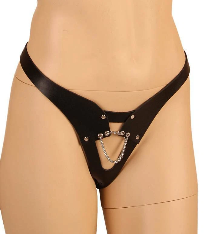 Ledapol - Harness Echt Leder Riemen String mit Zierkette in diversen Farben - Bild 1 von 1