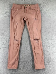 Indigo Rein Pants Womens 9 Pink Denim Jeans Skinny Distressed Cotton Blend - Picture 1 of 14