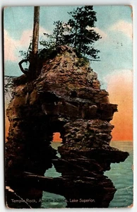 Postal Temple Rock Apostle Islands Lake Superior Michigan UP PM 1912 - Imagen 1 de 2