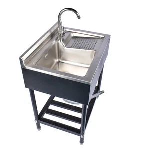 28.3in Stainless Steel Sink  for Laundry Room Kitchen Garden w/ water faucet - Picture 1 of 20