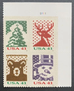 US Stamps Scott 4210 41c Plate Block of Christmas 2007 Mint NH - Picture 1 of 2