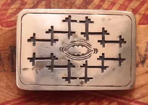 Vintage Hand Made Overlay Nickel Silver Western Belt Buckle - Picture 1 of 3