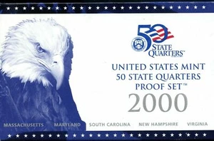 2000-S US Proof State Quarter Mint Set 5 Coins CN CLAD 20uoc0925 - Picture 1 of 4