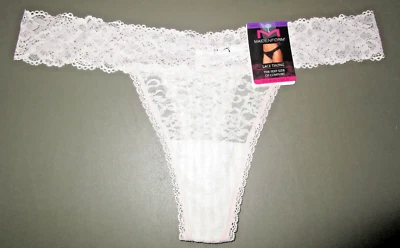 MAIDENFORM~2XL 9~DMESLT~Pink / Ivory Stripe Sexy Must Haves Floral Lace Thong - Image 1 of 4