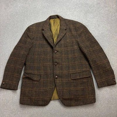 Harris Tweed Jacket Adult 40S Brown Windowpane Country Hunting Blazer Men* - Image 1 of 4