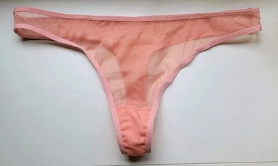 Lencería Y2K Vintage ROSA Malla Transparente Tanga Tiro Bajo Bragas S Foto 1 de 4