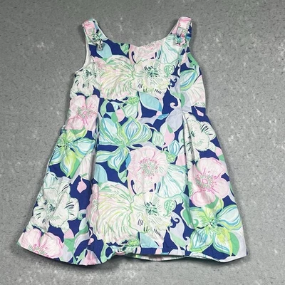 Lilly Pulitzer Girls Size 4 Multicolored Mini Linnet Dress Beak Calm Carry On - Image 1 of 4
