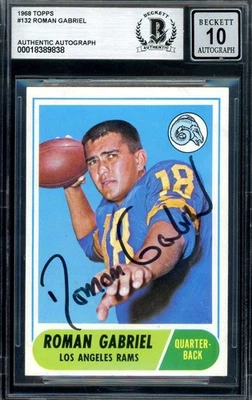 Roman Gabriel Gem Mint 10 Beckett BAS Signed 1968 Topps Autograph - Image 1 of 2