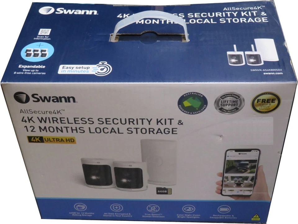 Swann AllSecure 4K Wireless NVR Security System 2 Camera Kit SWNVK-AS4K800SD2