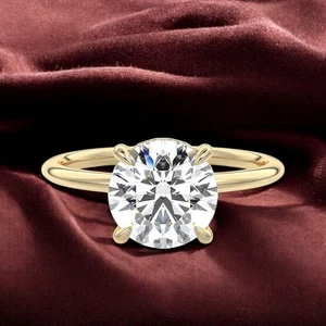 Round Cut Diamond Ring 2.20 Carat Certified IGI Lab Grown 14k Yellow Gold E F VS - Picture 1 of 11