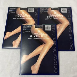 3 Pair Givenchy Hosiery Control Top Pantyhose Size C Jet Black Sheer - Picture 1 of 3