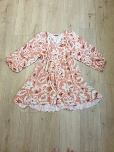 Peacocks pink and cream mini tiered smock summer dress size 20 UK - Picture 1 of 5