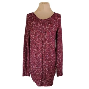 Maglione St. John’s Bay Marled maglia cavo bordeaux multi donna lunghezza tunica M - Foto 1 di 6