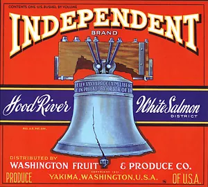 *Original* INDEPENDENT Hood River WHITE SALMON Apple PATRIOTIC Label KEINE KOPIE - Bild 1 von 1