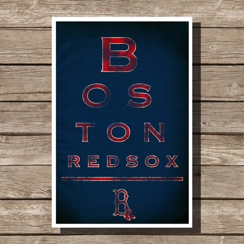 Boston Red Sox Art Baseball MLB Eyechart Poster Man Cave Decor 12x16" Cover