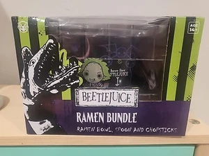 Beetlejuice Ramen Bowl Bundle with Spoon/Chopsticks & Topper Comedy Horror New - Imagen 1 de 3