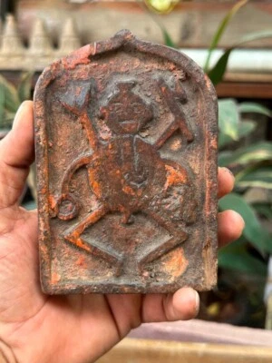 Antigua figura de madera tallada a mano del dios hindú Ganesha de 1700 de 5 x 4" Foto 1 de 4