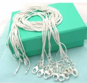 5/10 PIEZAS 40-75CM 925 Plata de Ley 1MM Serpiente Cadena Collar Joyería Para Hombre Wo - Imagen 1 de 19