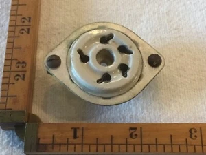 Vintage NATIONAL Ceramic Vacuum Tube Socket 5 pin Used With Mounting Plate - Picture 1 of 3