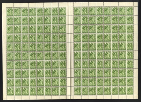 M2568 Australia 1952 SG237b - 2d yellow green SHEET OF 160 Cover