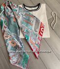 City Street Print Pure 14~18 Momme Twill Silk Wrap Scarf Stole Square Shawl 35"