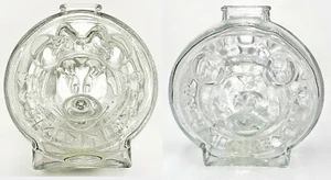 ANCHOR HOCKING GLASS COIN BANK MICKEY MINNNIE MOUSE FACE DISNEY 6.5" TALL 2 SIDE - Picture 1 of 1