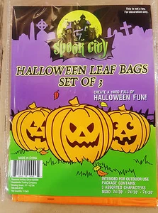 Halloween Pumpkin or Ghost/Bat/Cat Leaf Bags-Set of 3 - Picture 1 of 5