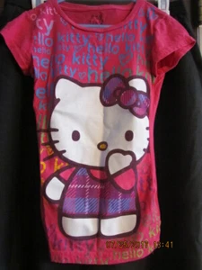 Short Sleeve Shirt - Girls' - Pink - HELLO KITTY - Sz Medium - Picture 1 of 5