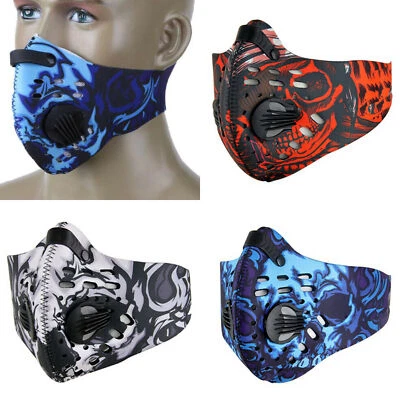 Masque facial lavable anti-pollution PM2.5 deux bouches d’aération avec filtre - Photo 1/4