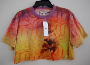 Urban Outfitters Women's Sz XS/S Pink/Rose Palm Trees Cropped T-Shirt - Picture 1 of 4