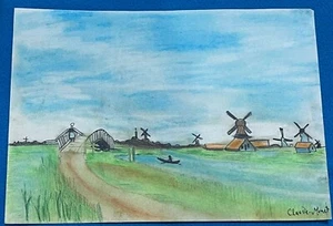 CLAUDE MONET drawing and painting on old paper signed stamped vintage - Picture 1 of 2