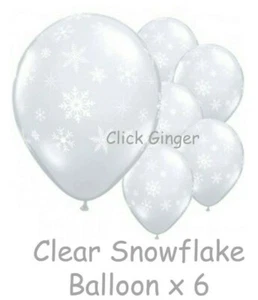 Clear Snowflake Helium Latex Balloons (x6) Christmas Holidays Transparent - Picture 1 of 3