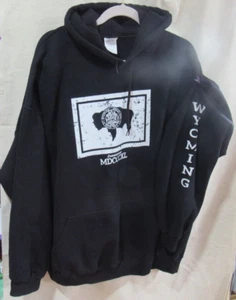 Gildan Black Heavy Blend Hoodie Wyoming Long Sleeve Front Pocket Pull Over - Picture 1 of 6