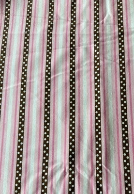 4 yds x 42" Cozy Cotton Flannel Fabric, pink brown striped fabric Robert Kaufman - Image 1 of 4