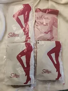 Silkies 070301 4 Packs Vintage Pantyhose Nylons Sz Lage Control Top Nude NEW NOS - Picture 1 of 5