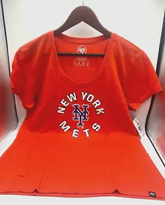 New York Mets 47 Brand Women T Shirt Orange US XLARGE - Picture 1 of 2