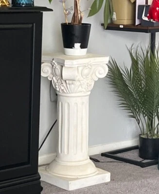 Roman Greek Style Pillar Pedestal Column Faux Stone Plant Stand Sculpture 21.5" - Image 1 of 4
