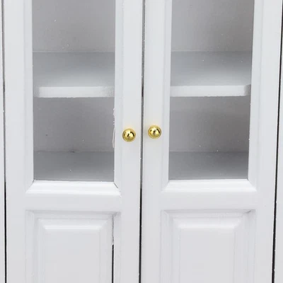 (White)OVAQUIXI Dollhouse Miniature Bookcase 1:12 Scale Birch Wood - Image 1 of 4