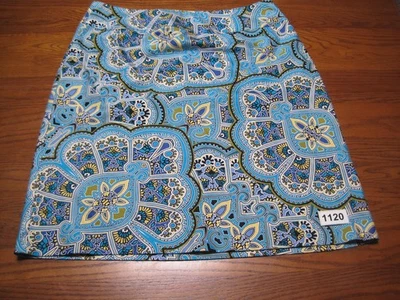 Falda East 5th Hasta la Rodilla Mujer 18 Azul Floral Paisley Boho Chic Profesional Foto 1 de 4