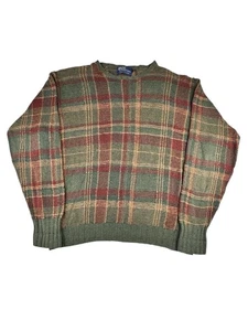 Vintage Polo Ralph Lauren dünner Pullover handgestrickt Einsätze Gr. Large Herbst kariert - Bild 1 von 13