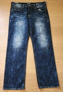 Salvage Jeans Mens 36L Blue Anarchy Relaxed Straight Stretch Denim Buckle 38x34 - Picture 1 of 13