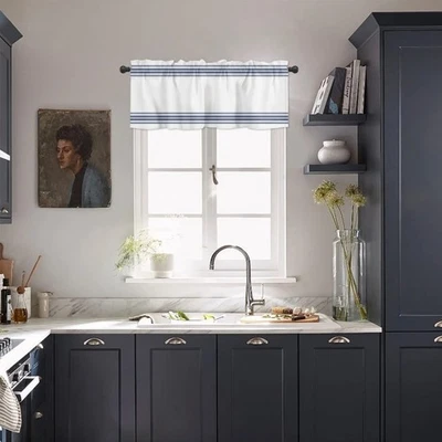 Полоски окна балдахины занавески синий тикающий вертикально полоски кухни Valan... - Изображение 1 из 4