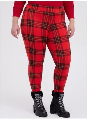 NEW Torrid Red Plaid Premium Leggings Plus Size 4 4X NWT - Image 1 of 4