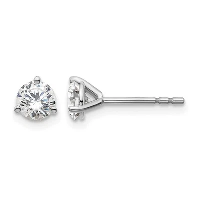 14k White Gold 3/4 Ct Round Lab Grown Diamond VS/SI+ G+ Solitaire Stud Earrings - Image 1 of 4