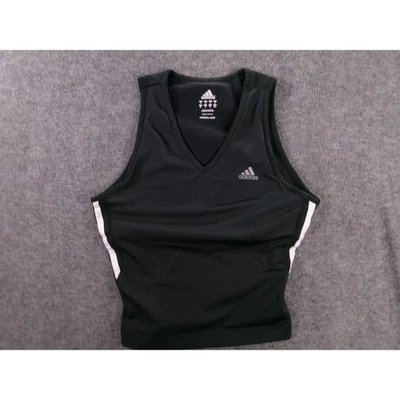 Camiseta sin mangas Adidas para mujer mediana negra deportiva rayas en contraste atletismo retro Foto 1 de 4